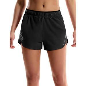 image:imageMIER Limitless  Womens 25 Running Shorts Dry Fit Marathon Racing Split Shorts with Zipper Pocket BriefLinedBlack