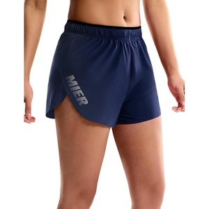 image:imageMIER Limitless  Womens 25 Running Shorts Dry Fit Marathon Racing Split Shorts with Zipper Pocket BriefLinedNavy