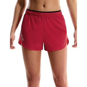image:imageMIER Limitless  Womens 25 Running Shorts Dry Fit Marathon Racing Split Shorts with Zipper Pocket BriefLinedRed