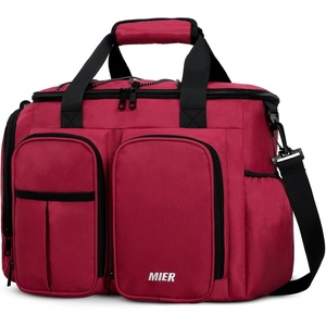 image:imageMIER Lunch Box for Men Heavy Duty Insulated Lunch Bag 20 Cans Large Leakproof Soft Cooler Bags with Multiple Pockets for Picnic Work Travel Army GreenRed