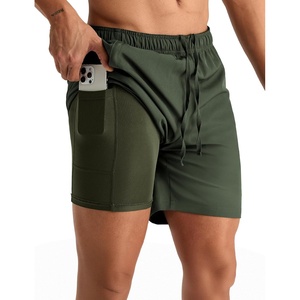 image:imageMIER Mens 2 in 1 Running Shorts  7 Workout Gym Athletic Shorts for Men Quick Dry Lightweight with Pockets for TrainingOlive Green