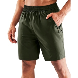 image:imageMIER Mens Quick Dry Running Shorts with Zipper Pocket Elastic Waist Athletic Workout Exercise ShortsArmy Green