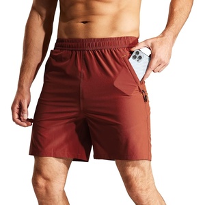 image:imageMIER Mens Quick Dry Running Shorts with Zipper Pocket Elastic Waist Athletic Workout Exercise ShortsBrick Red