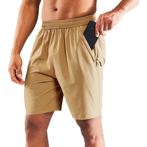 image:imageMIER Mens Quick Dry Running Shorts with Zipper Pocket Elastic Waist Athletic Workout Exercise ShortsKhaki