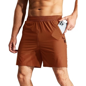 image:imageMIER Mens Quick Dry Running Shorts with Zipper Pocket Elastic Waist Athletic Workout Exercise ShortsRust Brown