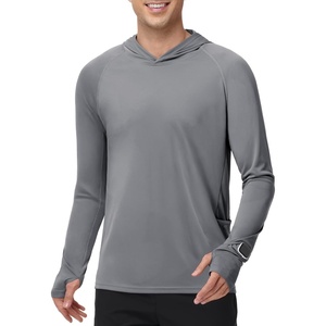 image:imageMIER Mens UPF 50 Long Sleeve Sun Hoodie Lightweight Quick Dry UV Protection Outdoor Running Shirts with Thumb Hole amp PocketDark Grey