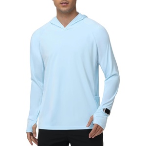 image:imageMIER Mens UPF 50 Long Sleeve Sun Hoodie Lightweight Quick Dry UV Protection Outdoor Running Shirts with Thumb Hole amp PocketLight Blue