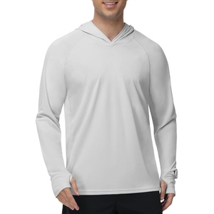 image:imageMIER Mens UPF 50 Long Sleeve Sun Hoodie Lightweight Quick Dry UV Protection Outdoor Running Shirts with Thumb Hole amp PocketLight Grey
