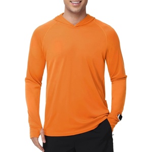 image:imageMIER Mens UPF 50 Long Sleeve Sun Hoodie Lightweight Quick Dry UV Protection Outdoor Running Shirts with Thumb Hole amp PocketOrange