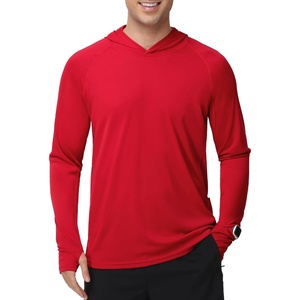 image:imageMIER Mens UPF 50 Long Sleeve Sun Hoodie Lightweight Quick Dry UV Protection Outdoor Running Shirts with Thumb Hole amp PocketRed