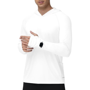 image:imageMIER Mens UPF 50 Long Sleeve Sun Hoodie Lightweight Quick Dry UV Protection Outdoor Running Shirts with Thumb Hole amp PocketWhite