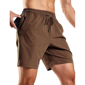 image:imageMIER Mens Workout Running Shorts 7 Inch Lightweight Athletic with Zipper Pockets No Liner QuickDry Gym Active ShortsBrown