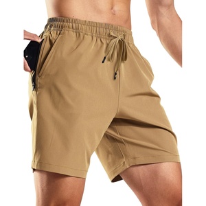 image:imageMIER Mens Workout Running Shorts 7 Inch Lightweight Athletic with Zipper Pockets No Liner QuickDry Gym Active ShortsKhaki
