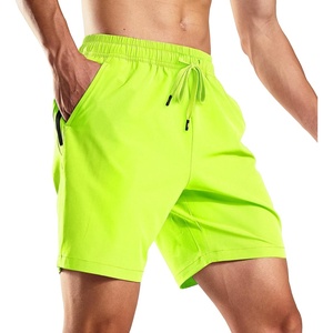 image:imageMIER Mens Workout Running Shorts 7 Inch Lightweight Athletic with Zipper Pockets No Liner QuickDry Gym Active ShortsNeon Green