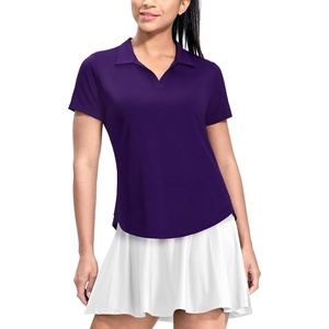 image:imageMIER Polo Shirts for Women V Neck Short Sleeve Golf Tennis Shirts Quick Dry Soft UPF 50 Collared Active Tops LightweightPurple