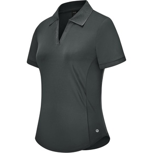 image:imageMIER VNeck Polo Shirts for Women Short Sleeve UPF 50 Sun Protection Golf Tennis Active Stretch Collared Shirt Tops Dry FitDark Grey