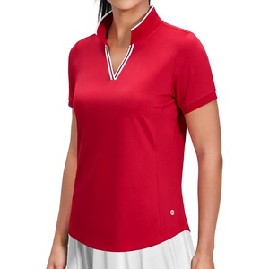 image:imageMIER VNeck Polo Shirts for Women Short Sleeve UPF 50 Sun Protection Golf Tennis Active Stretch Collared Shirt Tops Dry FitRedWhite