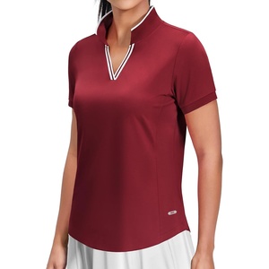 image:imageMIER VNeck Polo Shirts for Women Short Sleeve UPF 50 Sun Protection Golf Tennis Active Stretch Collared Shirt Tops Dry FitWineWhite