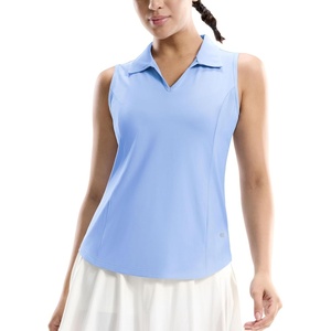 image:imageMIER Womens Sleeveless Golf Polo Shirts Dry Fit V Neck Collared Tank Tops Tennis Athletic UPF 50 Shirt for Workout CasualLight Blue