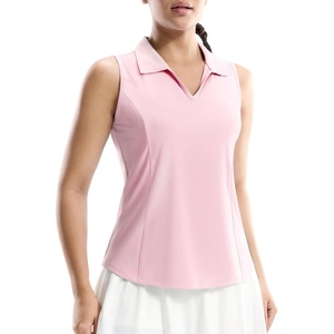 image:imageMIER Womens Sleeveless Golf Polo Shirts Dry Fit V Neck Collared Tank Tops Tennis Athletic UPF 50 Shirt for Workout CasualLight Pink