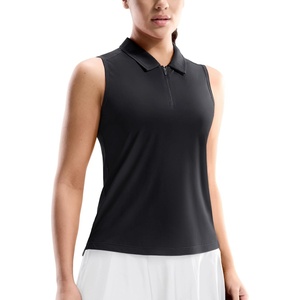 image:imageMIER Womens Sleeveless Golf Shirts  Quarter Zip UPF 50 Collared Polo Tank Tops Quick Dry Zip Up Tennis Sports Active TeeBlack