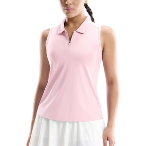 image:imageMIER Womens Sleeveless Golf Shirts  Quarter Zip UPF 50 Collared Polo Tank Tops Quick Dry Zip Up Tennis Sports Active TeeLight Pink