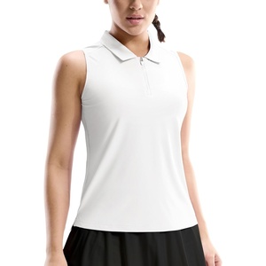 image:imageMIER Womens Sleeveless Golf Shirts  Quarter Zip UPF 50 Collared Polo Tank Tops Quick Dry Zip Up Tennis Sports Active TeeWhite