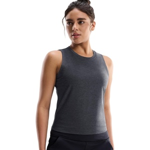 image:imageMIER Womens Workout Tank Tops Dry Fit UltraSoft Sleeveless Athletic Gym Cropped Top Running Sports Yoga Active ShirtsHeather Charcoal