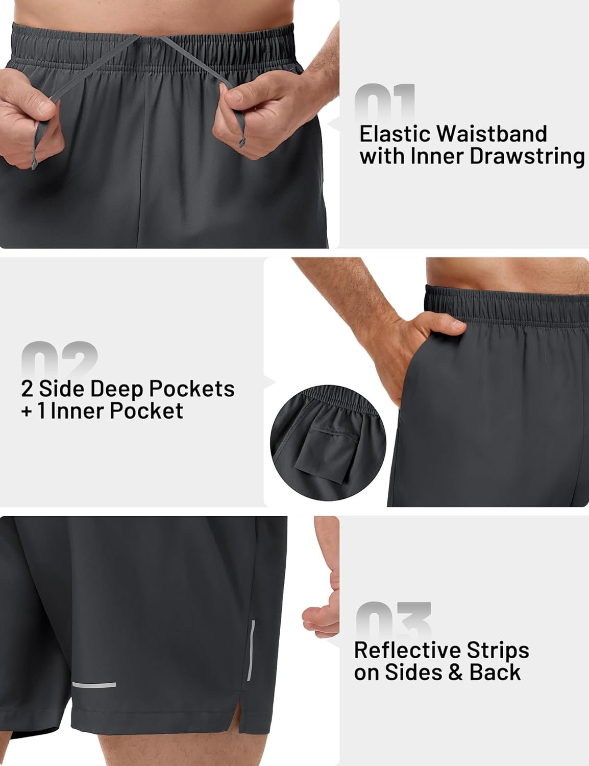 image:imageMIER Mens 5 Inch Inseam Shorts for Athletic Running Workout Lightweight Dry Fit Gym Fitness Shorts with Pockets 2 PackBlackDark Grey
