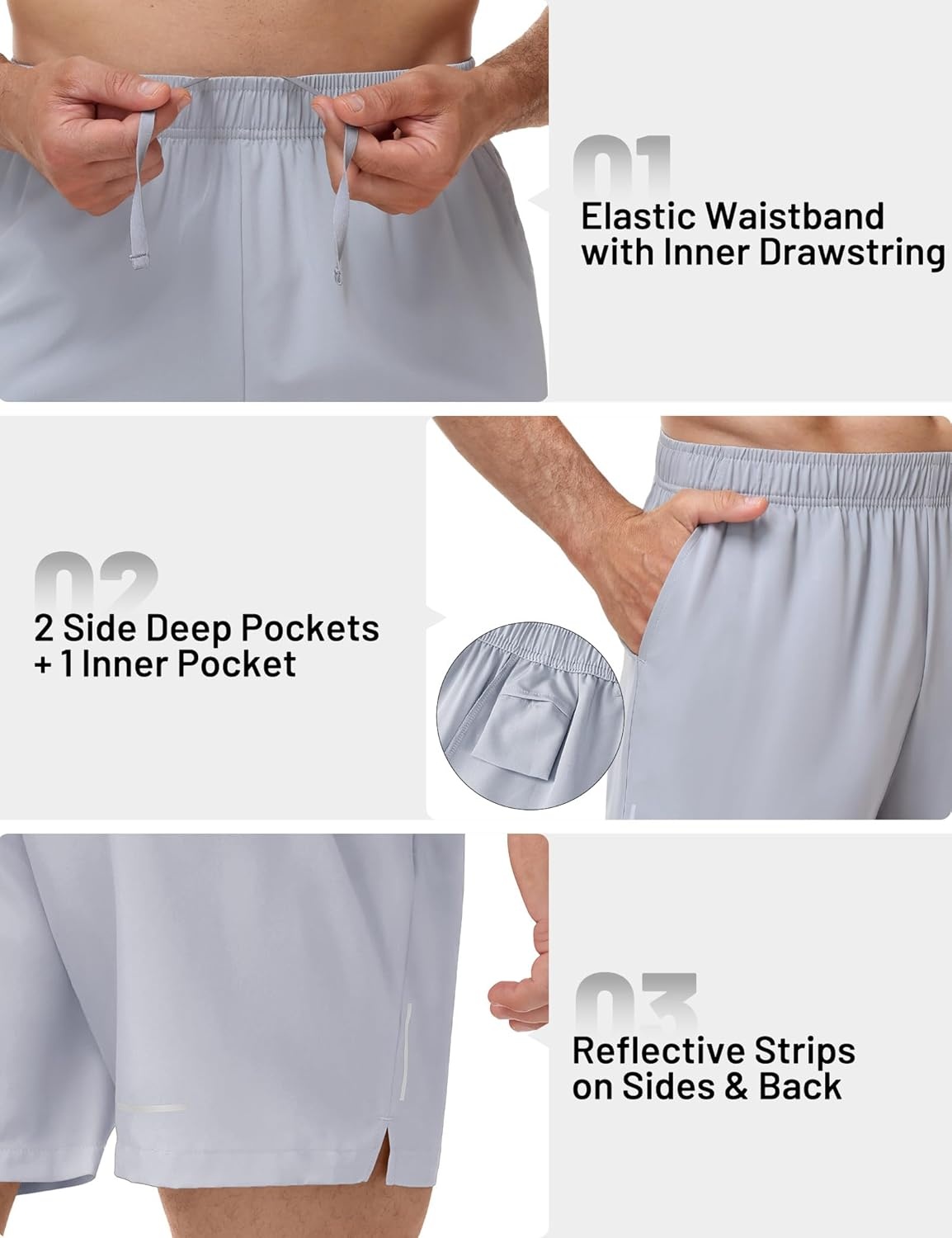 image:imageMIER Mens 5 Inch Inseam Shorts for Athletic Running Workout Lightweight Dry Fit Gym Fitness Shorts with Pockets 2 PackBlackLight Grey