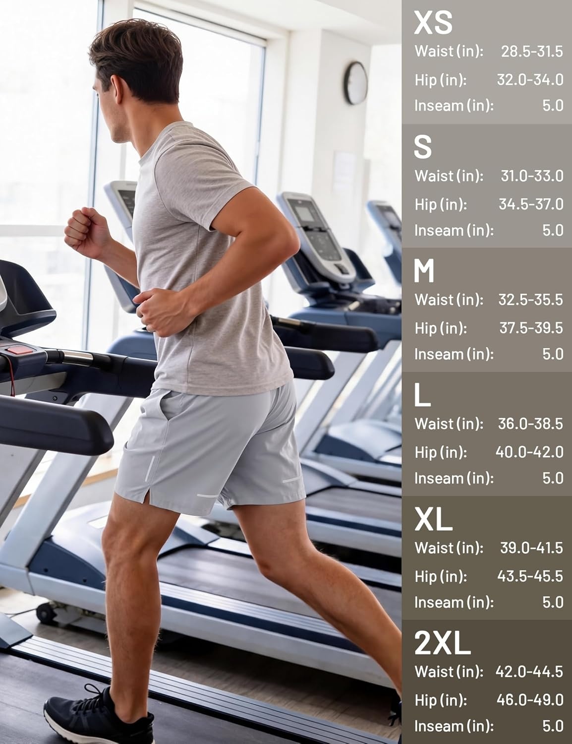 image:imageMIER Mens 5 Inch Inseam Shorts for Athletic Running Workout Lightweight Dry Fit Gym Fitness Shorts with Pockets 2 PackBlackLight Grey
