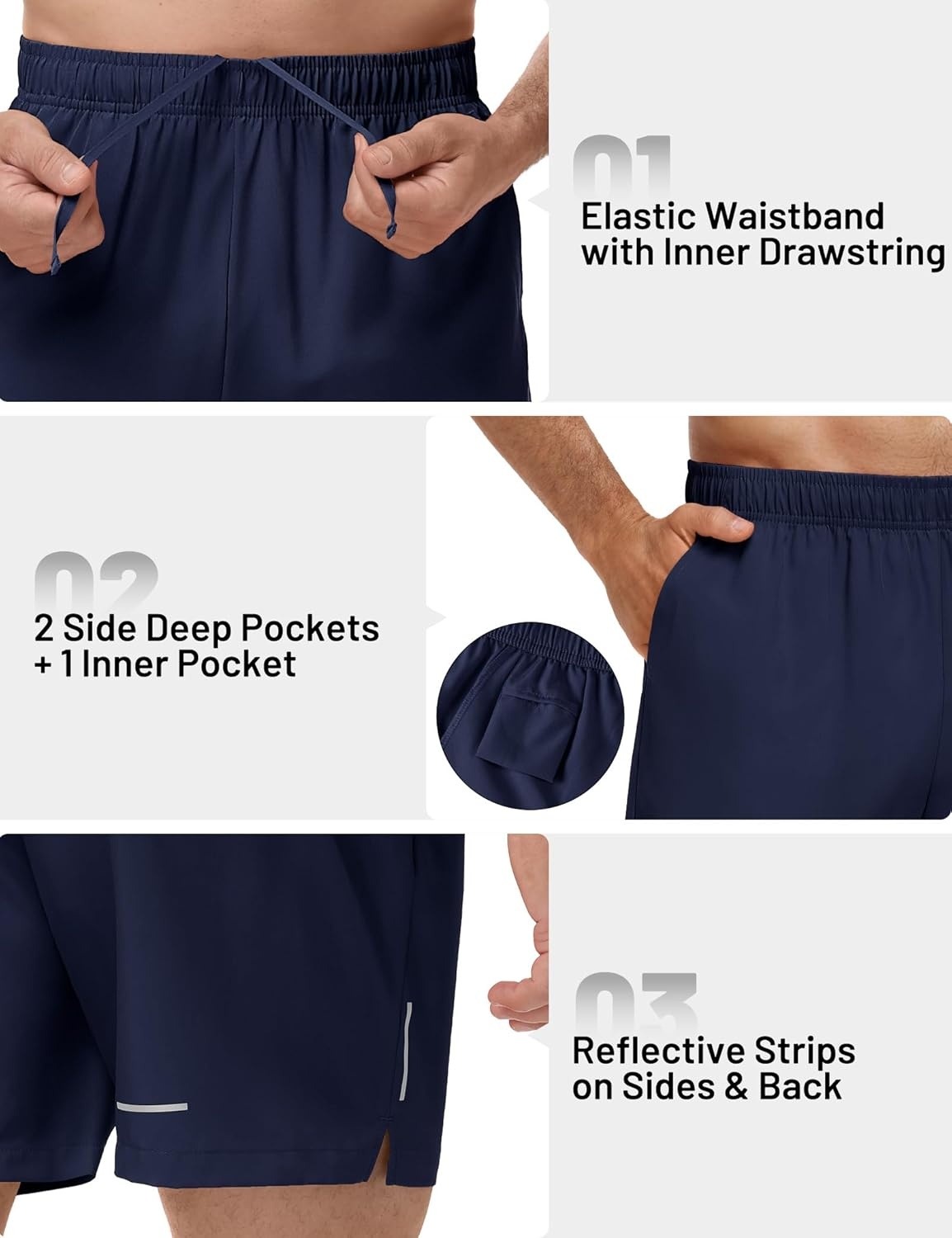 image:imageMIER Mens 5 Inch Inseam Shorts for Athletic Running Workout Lightweight Dry Fit Gym Fitness Shorts with Pockets 2 PackNavyLight Grey