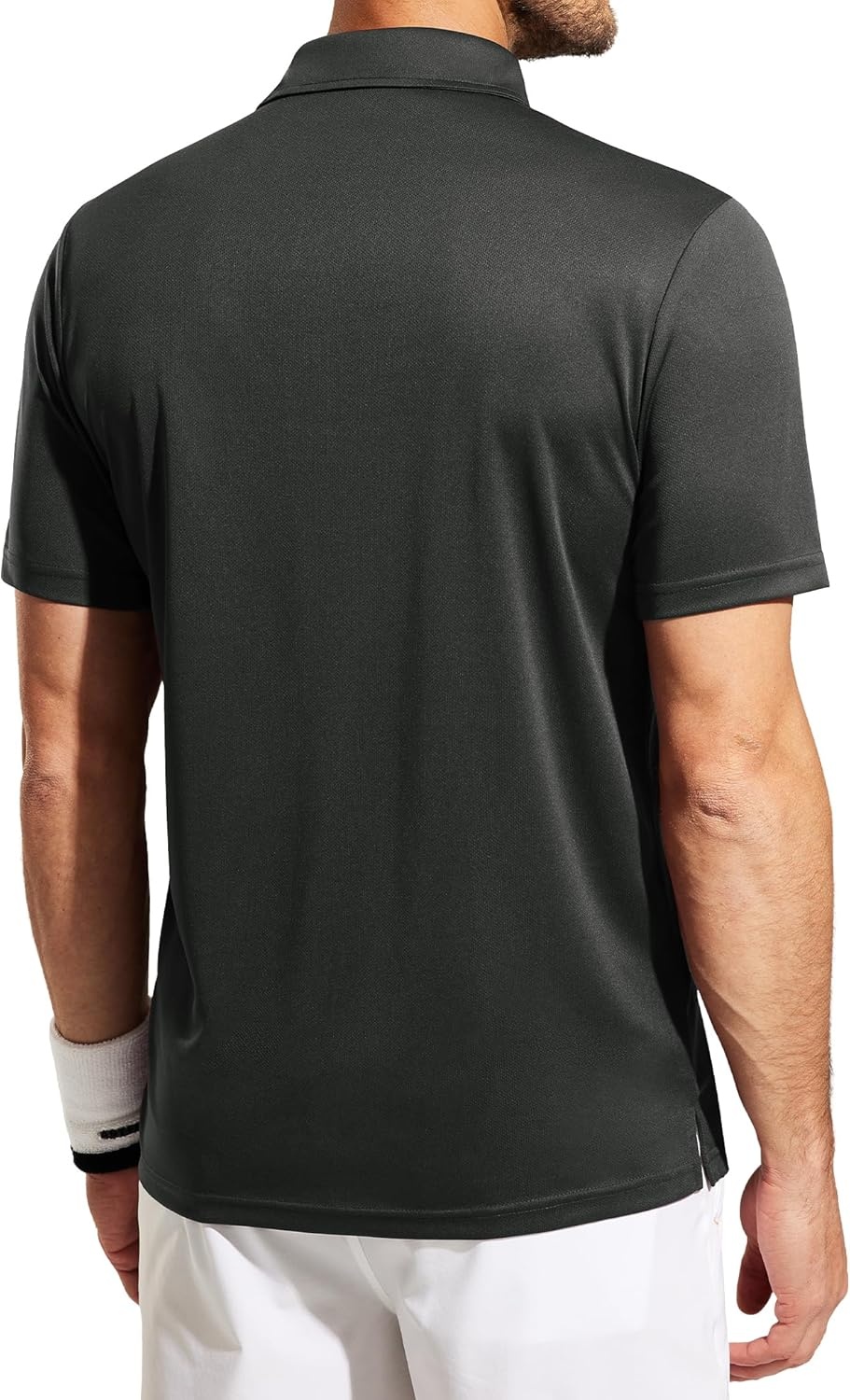 image:imageMIER Mens Quick Dry Polo Shirts Polyester Casual Collared Tennis Shirts MoistureWicking Short SleeveDark Grey