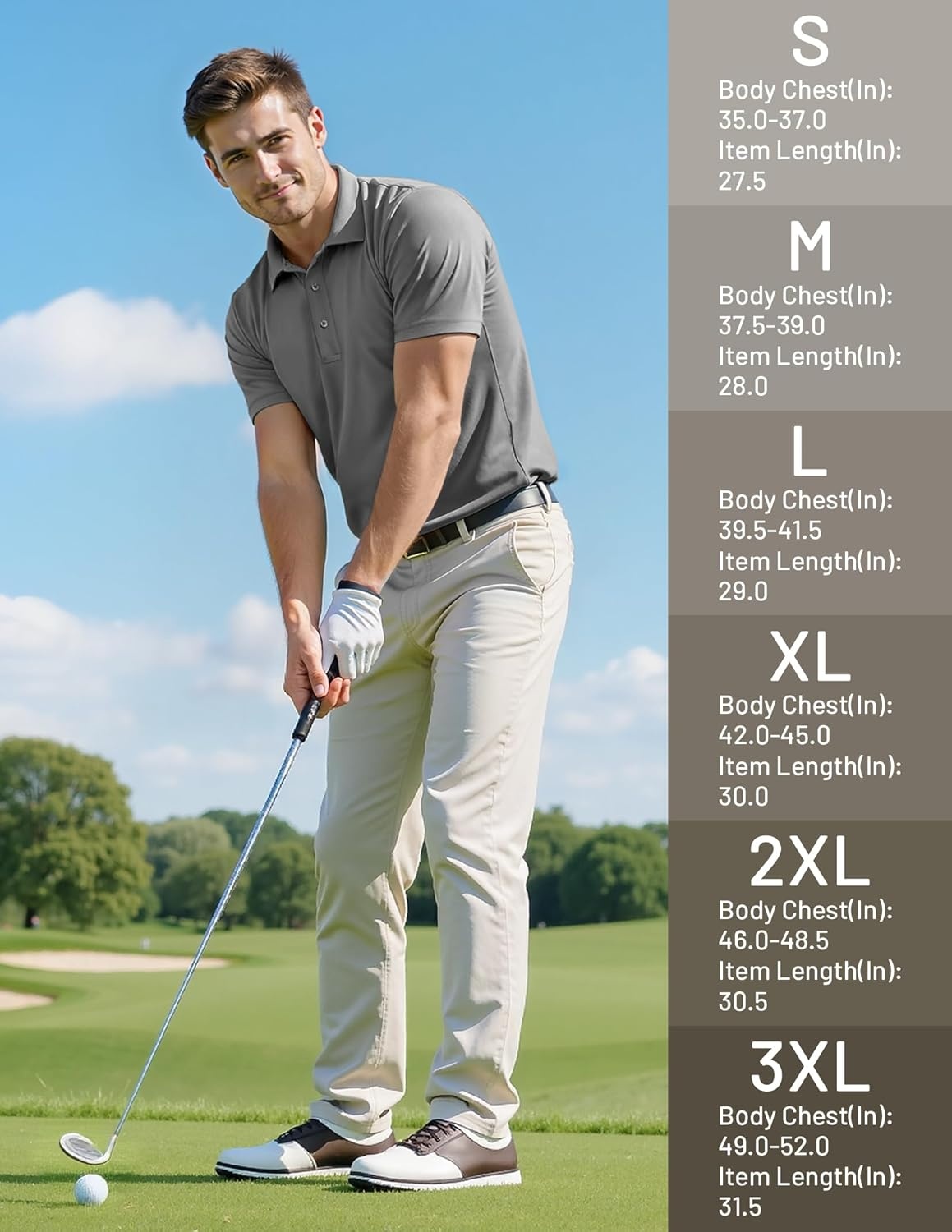image:imageMIER Mens Quick Dry Polo Shirts Polyester Casual Collared Tennis Shirts MoistureWicking Short SleeveGrey