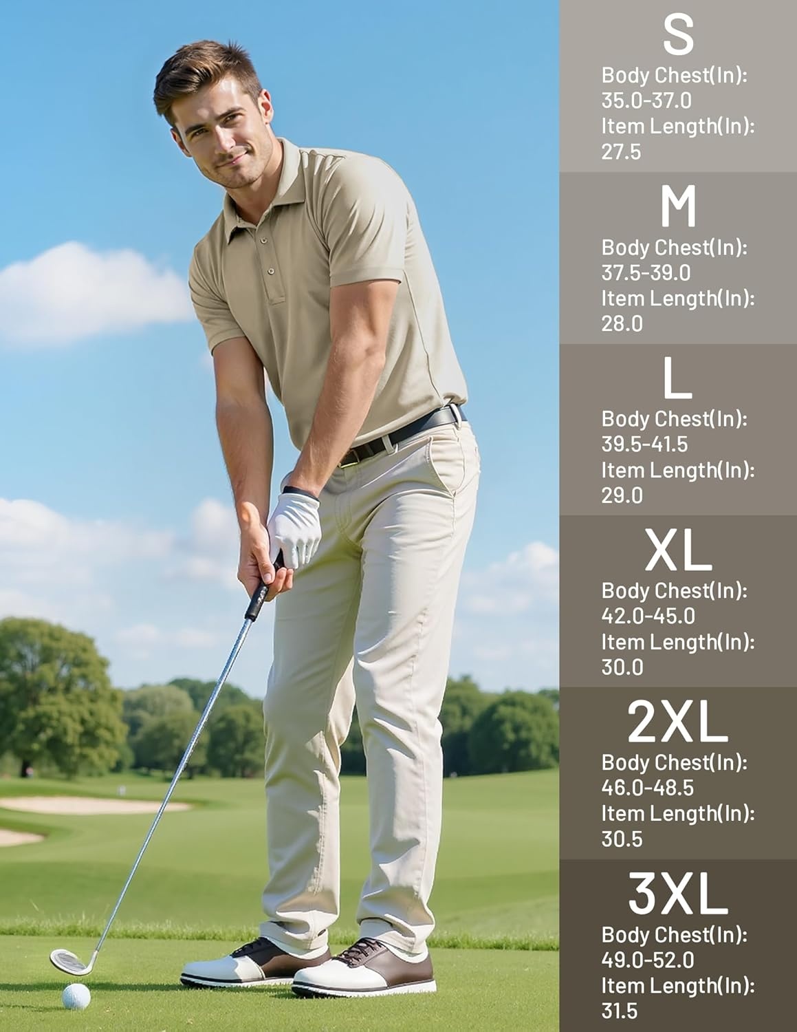 image:imageMIER Mens Quick Dry Polo Shirts Polyester Casual Collared Tennis Shirts MoistureWicking Short SleeveKhaki