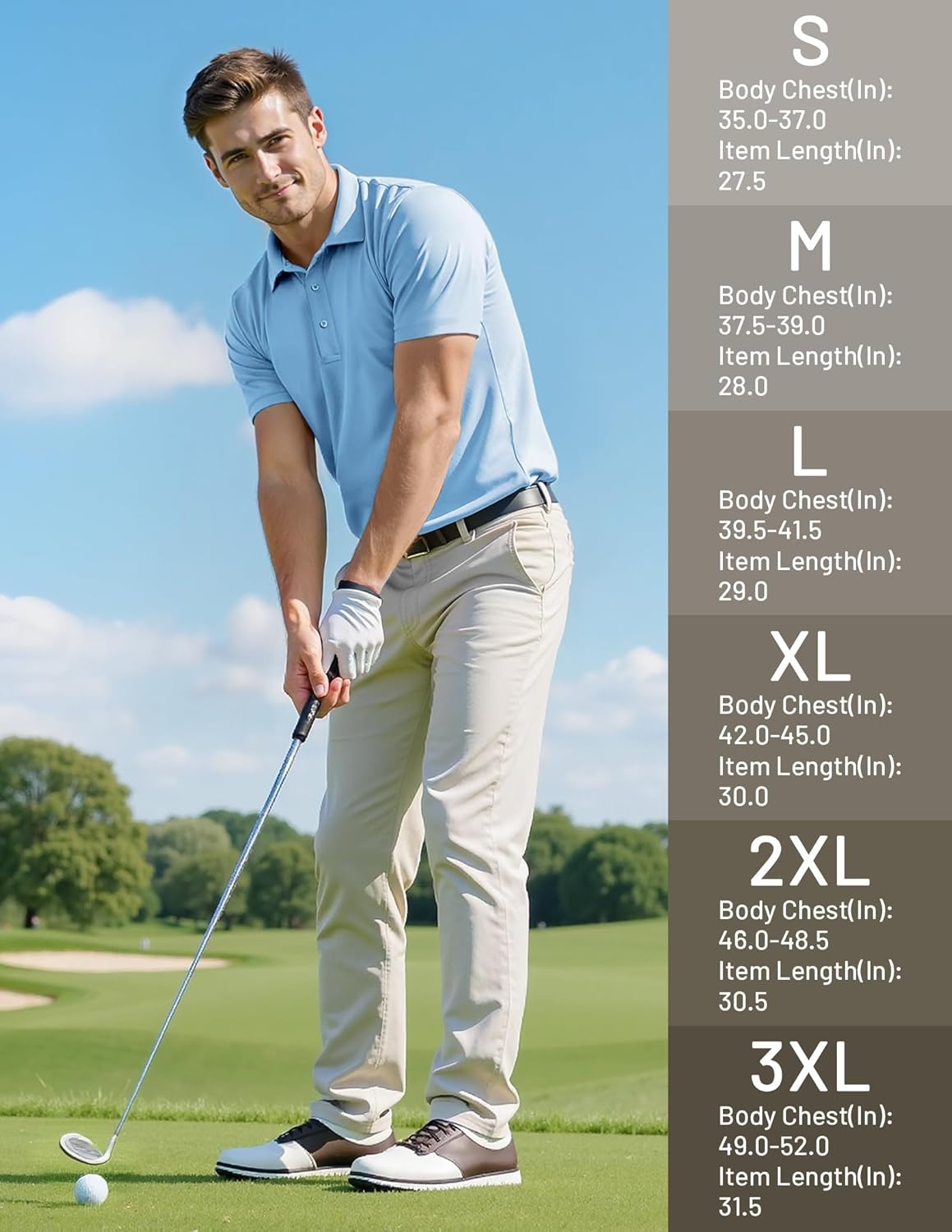 image:imageMIER Mens Quick Dry Polo Shirts Polyester Casual Collared Tennis Shirts MoistureWicking Short SleeveLight Blue