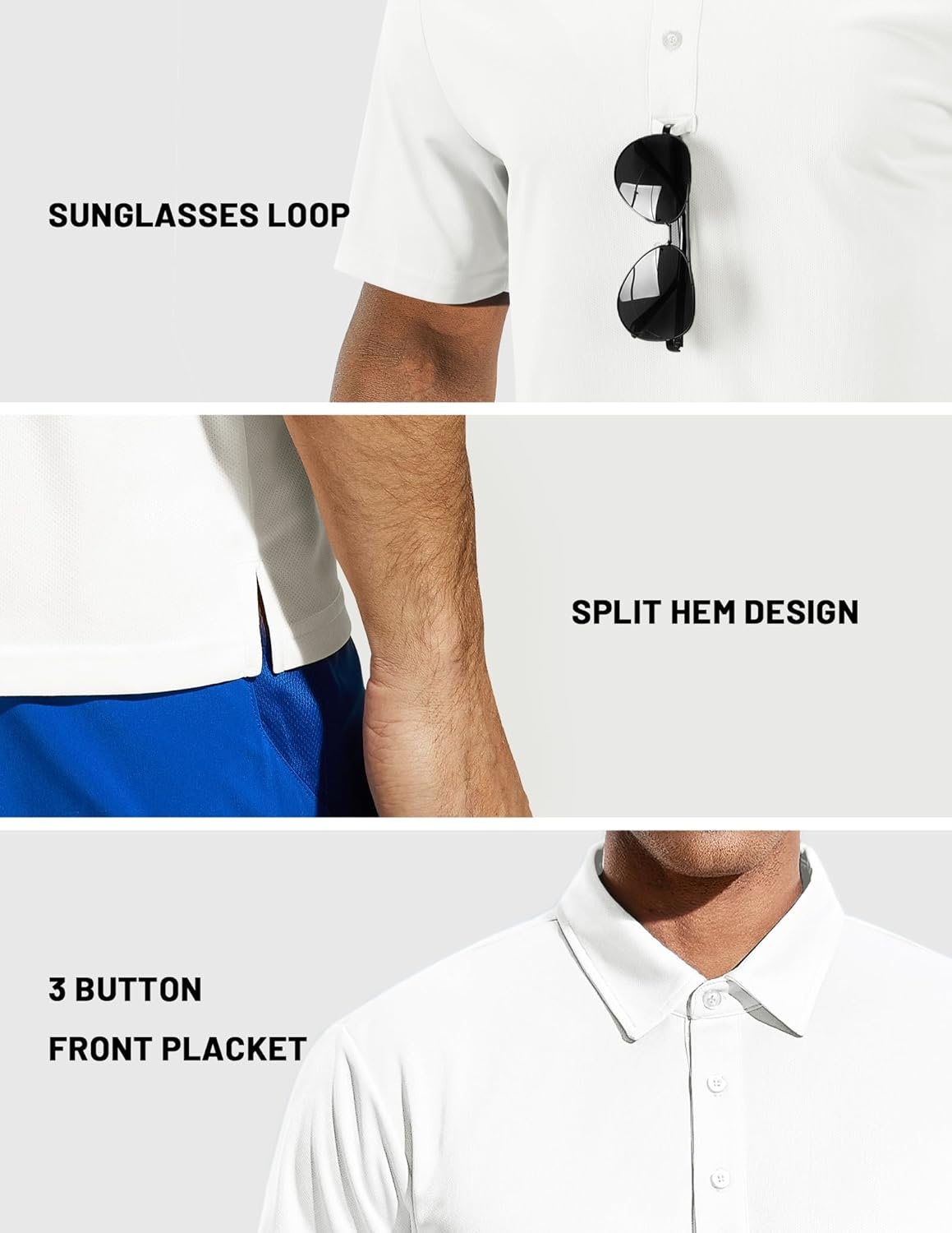 image:imageMIER Mens Quick Dry Polo Shirts Polyester Casual Collared Tennis Shirts MoistureWicking Short SleeveWhite