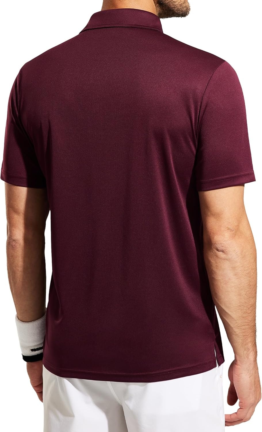 image:imageMIER Mens Quick Dry Polo Shirts Polyester Casual Collared Tennis Shirts MoistureWicking Short SleeveWine Red