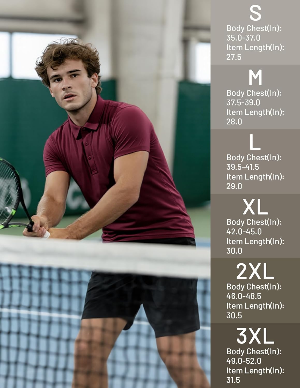 image:imageMIER Mens Quick Dry Polo Shirts Polyester Casual Collared Tennis Shirts MoistureWicking Short SleeveWine Red