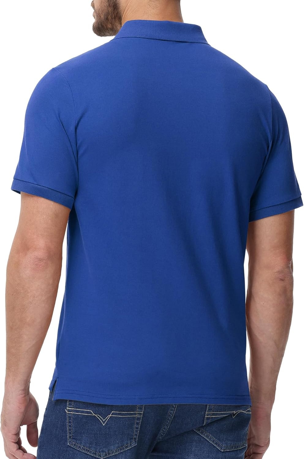 image:imageMIER Polo Shirts for Men Cotton Short Sleeve Golf Tennis Collared Shirt for Casual Work Travel 3 Buttons Ultra SoftBlue