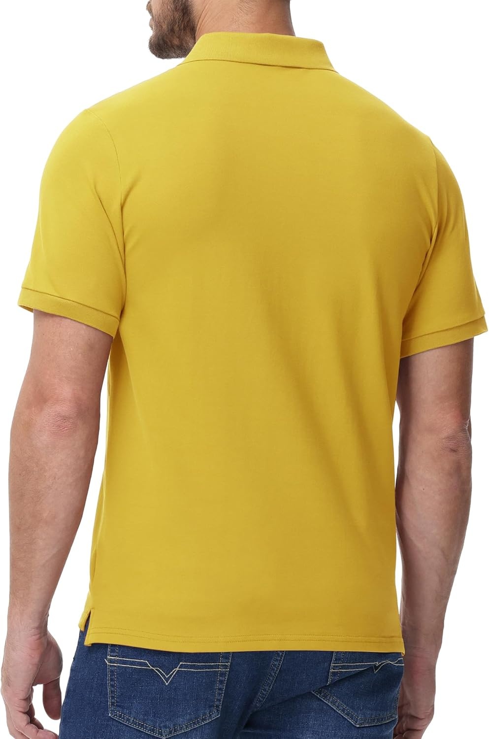 image:imageMIER Polo Shirts for Men Cotton Short Sleeve Golf Tennis Collared Shirt for Casual Work Travel 3 Buttons Ultra SoftGold