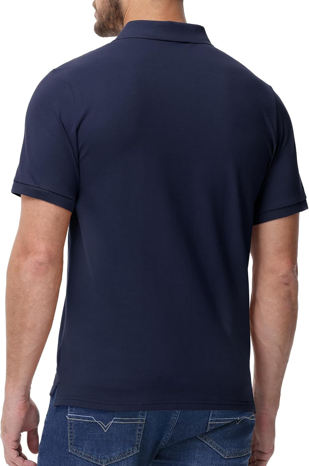 image:imageMIER Polo Shirts for Men Cotton Short Sleeve Golf Tennis Collared Shirt for Casual Work Travel 3 Buttons Ultra SoftNavy