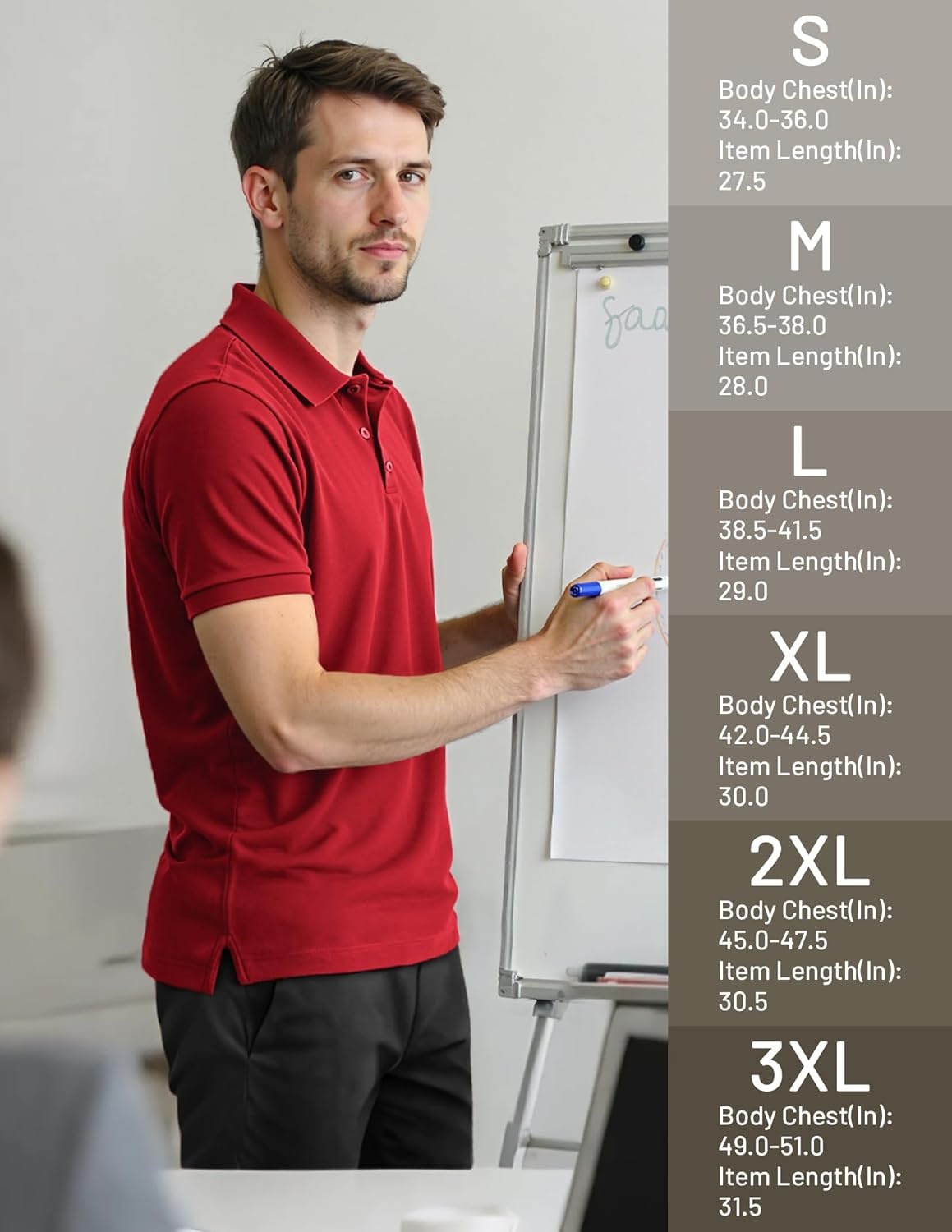 image:imageMIER Polo Shirts for Men Cotton Short Sleeve Golf Tennis Collared Shirt for Casual Work Travel 3 Buttons Ultra SoftRed