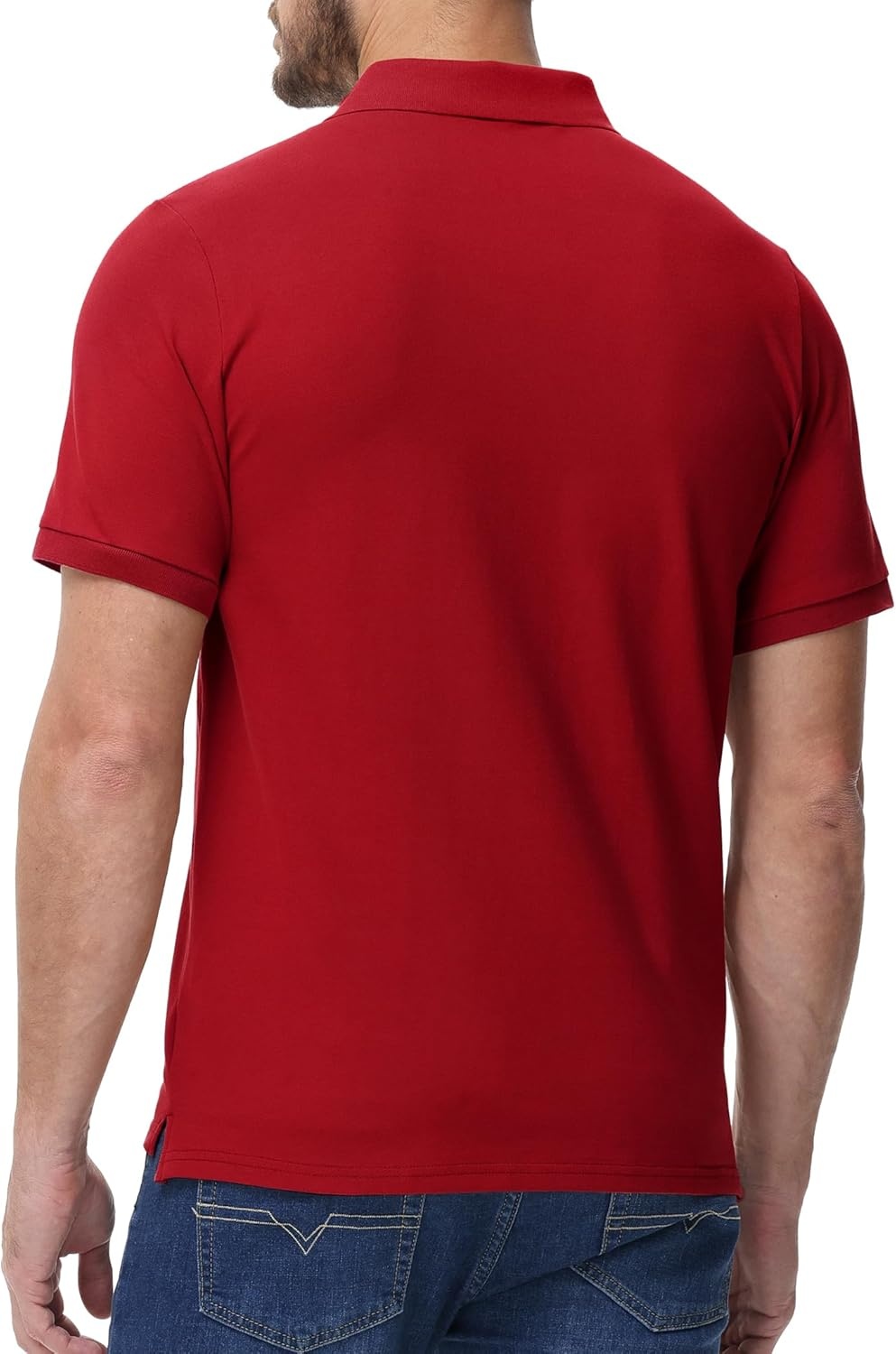 image:imageMIER Polo Shirts for Men Cotton Short Sleeve Golf Tennis Collared Shirt for Casual Work Travel 3 Buttons Ultra SoftRed