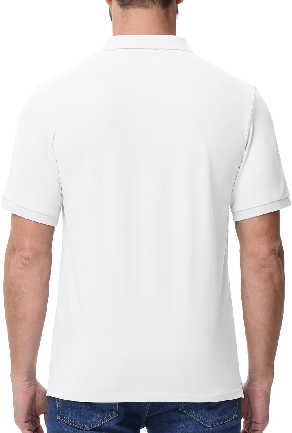 image:imageMIER Polo Shirts for Men Cotton Short Sleeve Golf Tennis Collared Shirt for Casual Work Travel 3 Buttons Ultra SoftWhite