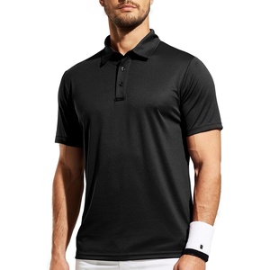 image:imageMIER Mens Quick Dry Polo Shirts Polyester Casual Collared Tennis Shirts MoistureWicking Short SleeveBlack