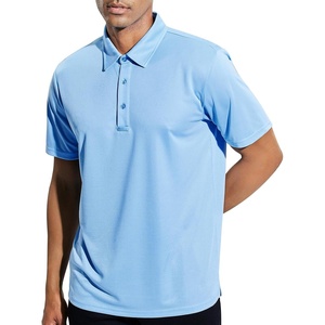 image:imageMIER Mens Quick Dry Polo Shirts Polyester Casual Collared Tennis Shirts MoistureWicking Short SleeveLight Blue
