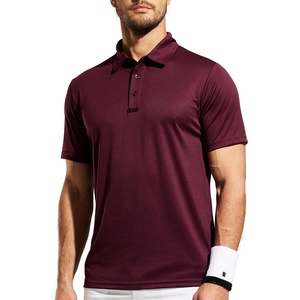 image:imageMIER Mens Quick Dry Polo Shirts Polyester Casual Collared Tennis Shirts MoistureWicking Short SleeveWine Red