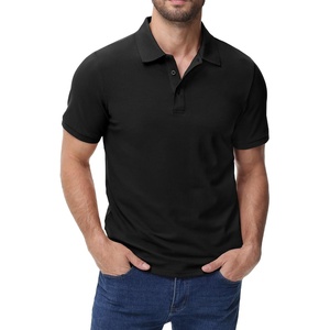 image:imageMIER Polo Shirts for Men Cotton Short Sleeve Golf Tennis Collared Shirt for Casual Work Travel 3 Buttons Ultra SoftBlack