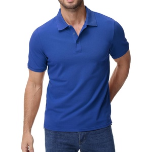 image:imageMIER Polo Shirts for Men Cotton Short Sleeve Golf Tennis Collared Shirt for Casual Work Travel 3 Buttons Ultra SoftBlue